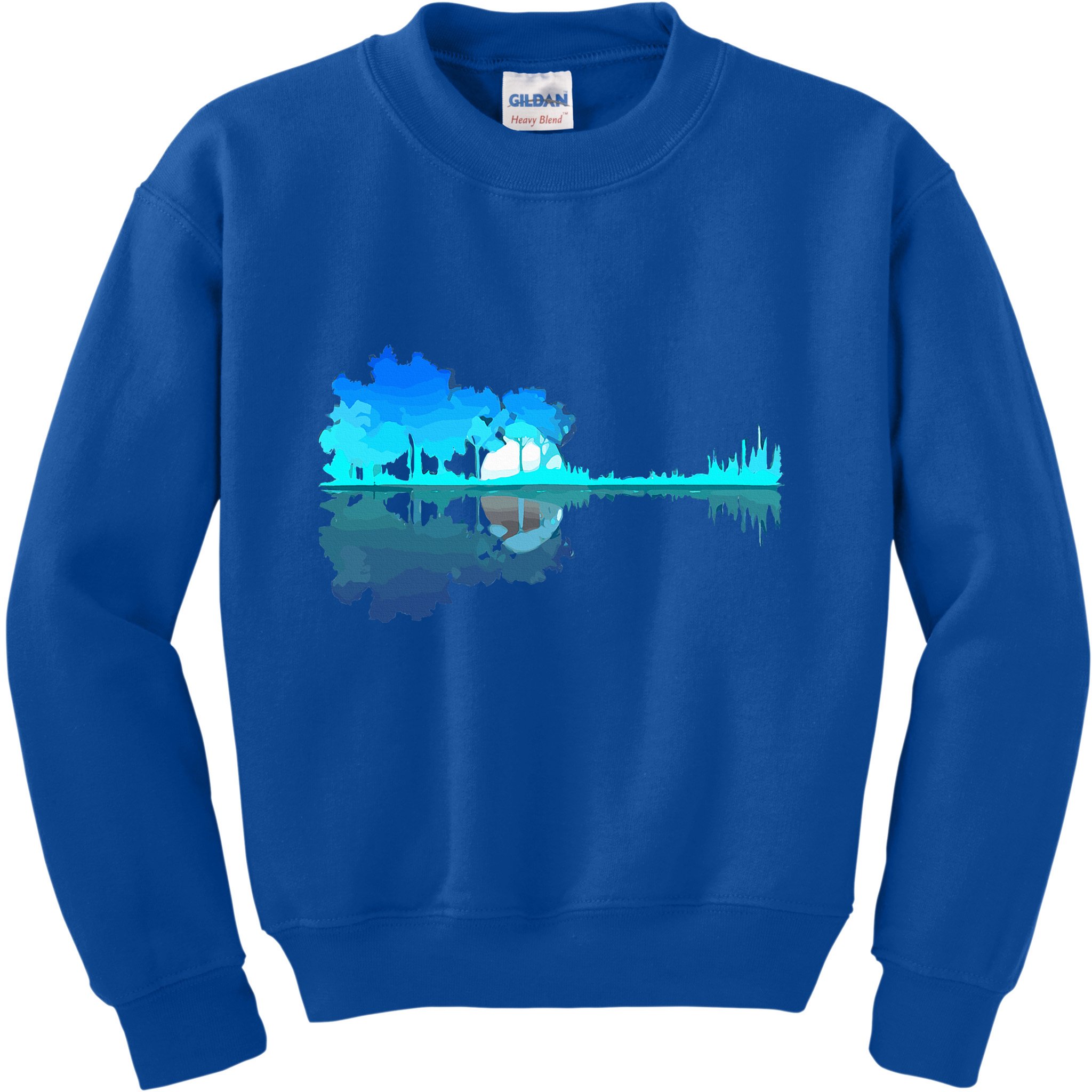 Guitar Lake Reflection Guitarist Music Love Guitar Musician Kids Sweatshirt