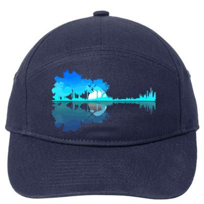 Guitar Lake Reflection Guitarist Music Love Guitar Musician 7-Panel Snapback Hat