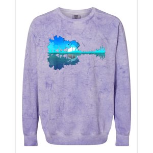 Guitar Lake Reflection Guitarist Music Love Guitar Musician Colorblast Crewneck Sweatshirt