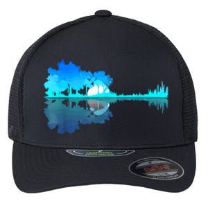 Guitar Lake Reflection Guitarist Music Love Guitar Musician Flexfit Unipanel Trucker Cap