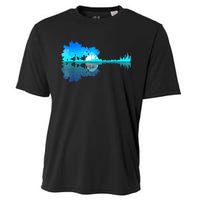 Guitar Lake Reflection Guitarist Music Love Guitar Musician Cooling Performance Crew T-Shirt