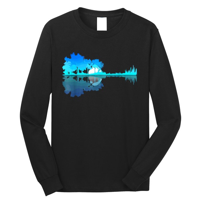 Guitar Lake Reflection Guitarist Music Love Guitar Musician Long Sleeve Shirt