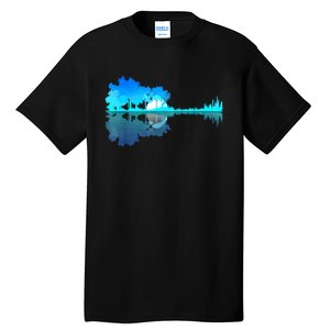 Guitar Lake Reflection Guitarist Music Love Guitar Musician Tall T-Shirt