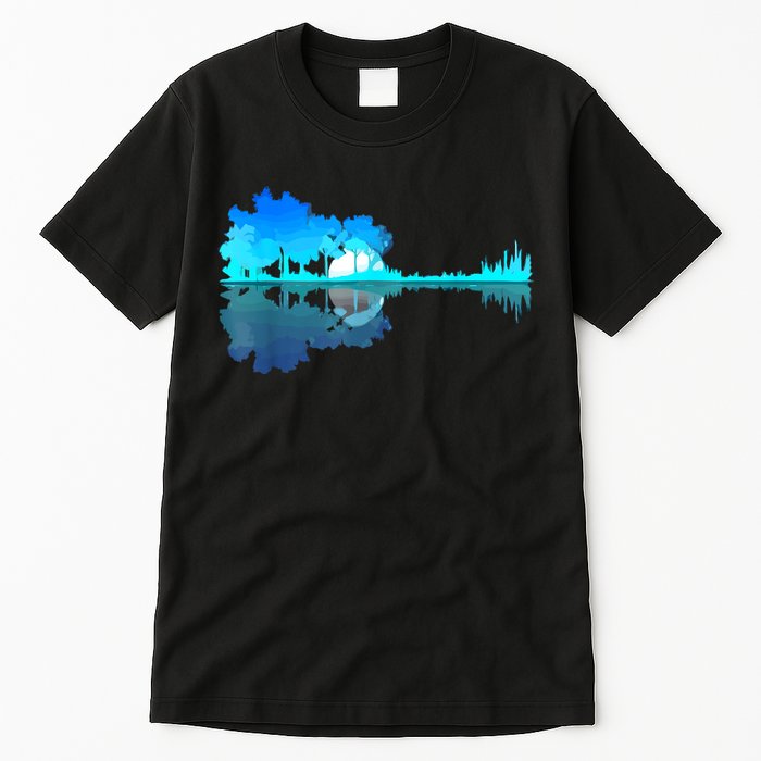 Guitar Lake Reflection Guitarist Music Love Guitar Musician Tall T-Shirt