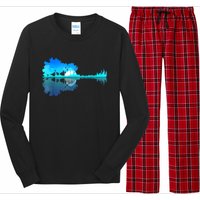 Guitar Lake Reflection Guitarist Music Love Guitar Musician Long Sleeve Pajama Set