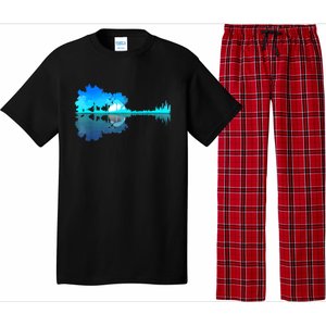 Guitar Lake Reflection Guitarist Music Love Guitar Musician Pajama Set