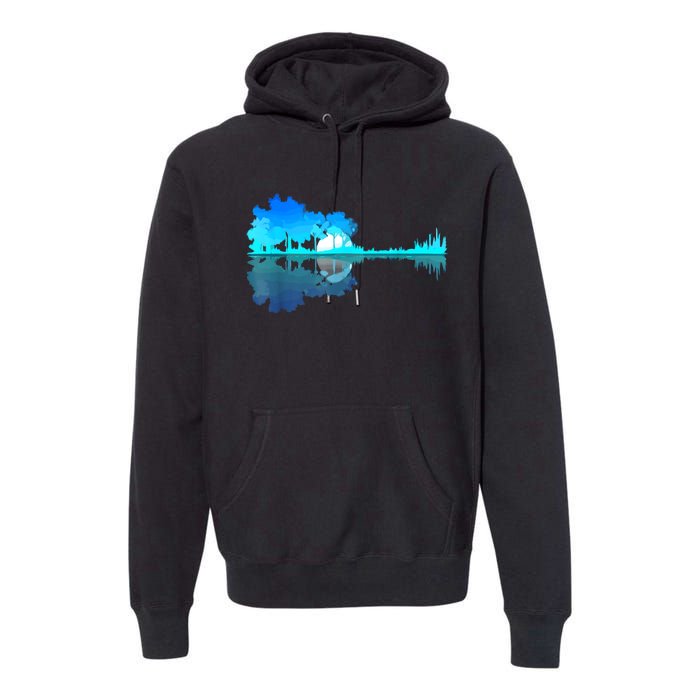 Guitar Lake Reflection Guitarist Music Love Guitar Musician Premium Hoodie