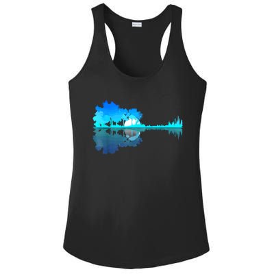 Guitar Lake Reflection Guitarist Music Love Guitar Musician Ladies PosiCharge Competitor Racerback Tank