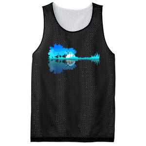 Guitar Lake Reflection Guitarist Music Love Guitar Musician Mesh Reversible Basketball Jersey Tank