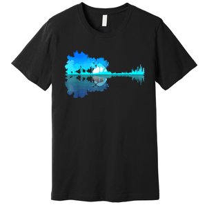 Guitar Lake Reflection Guitarist Music Love Guitar Musician Premium T-Shirt