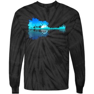 Guitar Lake Reflection Guitarist Music Love Guitar Musician Tie-Dye Long Sleeve Shirt