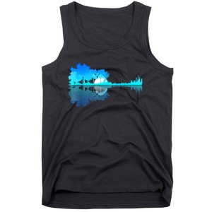 Guitar Lake Reflection Guitarist Music Love Guitar Musician Tank Top