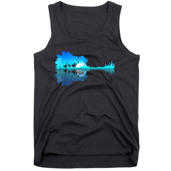 Guitar Lake Reflection Guitarist Music Love Guitar Musician Tank Top