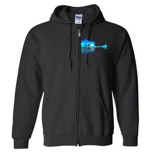 Guitar Lake Reflection Guitarist Music Love Guitar Musician Full Zip Hoodie