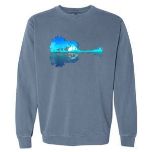 Guitar Lake Reflection Guitarist Music Love Guitar Musician Garment-Dyed Sweatshirt