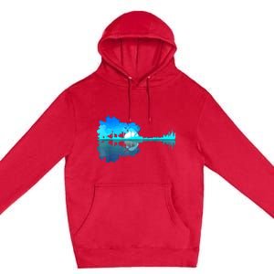 Guitar Lake Reflection Guitarist Music Love Guitar Musician Premium Pullover Hoodie