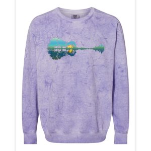 Guitar Lake Reflections Night Sky And Moon Guitar Music Colorblast Crewneck Sweatshirt