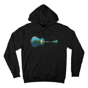 Guitar Lake Reflections Night Sky And Moon Guitar Music Hoodie