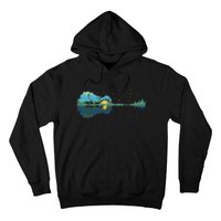 Guitar Lake Reflections Night Sky And Moon Guitar Music Hoodie