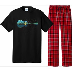 Guitar Lake Reflections Night Sky And Moon Guitar Music Pajama Set