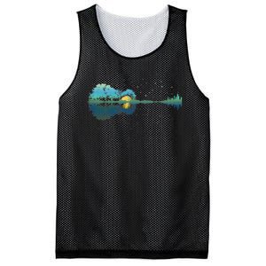 Guitar Lake Reflections Night Sky And Moon Guitar Music Mesh Reversible Basketball Jersey Tank