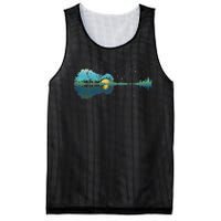 Guitar Lake Reflections Night Sky And Moon Guitar Music Mesh Reversible Basketball Jersey Tank