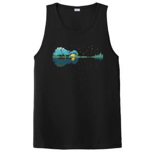 Guitar Lake Reflections Night Sky And Moon Guitar Music PosiCharge Competitor Tank