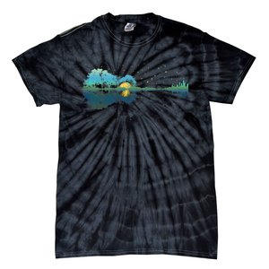 Guitar Lake Reflections Night Sky And Moon Guitar Music Tie-Dye T-Shirt