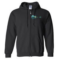 Guitar Lake Reflections Night Sky And Moon Guitar Music Full Zip Hoodie