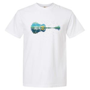 Guitar Lake Reflections Night Sky And Moon Guitar Music Garment-Dyed Heavyweight T-Shirt