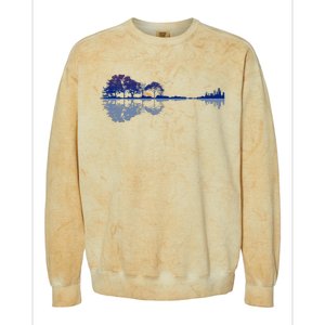 Guitar Lake Reflections In Blue Music Lovers Guitar Colorblast Crewneck Sweatshirt