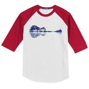 Guitar Lake Reflections In Blue Music Lovers Guitar Kids Colorblock Raglan Jersey