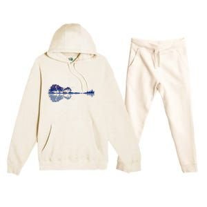 Guitar Lake Reflections In Blue Music Lovers Guitar Premium Hooded Sweatsuit Set