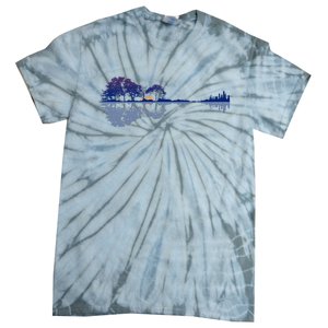 Guitar Lake Reflections In Blue Music Lovers Guitar Tie-Dye T-Shirt