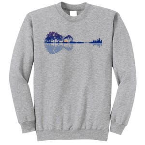 Guitar Lake Reflections In Blue Music Lovers Guitar Tall Sweatshirt