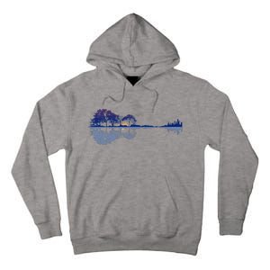 Guitar Lake Reflections In Blue Music Lovers Guitar Tall Hoodie