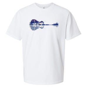 Guitar Lake Reflections In Blue Music Lovers Guitar Sueded Cloud Jersey T-Shirt