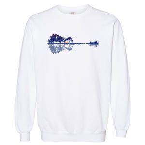 Guitar Lake Reflections In Blue Music Lovers Guitar Garment-Dyed Sweatshirt