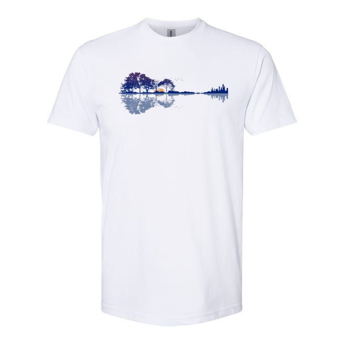 Guitar Lake Reflections In Blue Music Lovers Guitar Softstyle CVC T-Shirt