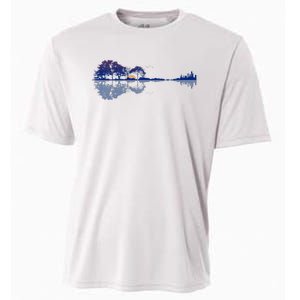 Guitar Lake Reflections In Blue Music Lovers Guitar Cooling Performance Crew T-Shirt