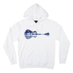 Guitar Lake Reflections In Blue Music Lovers Guitar Hoodie