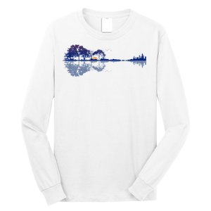 Guitar Lake Reflections In Blue Music Lovers Guitar Long Sleeve Shirt