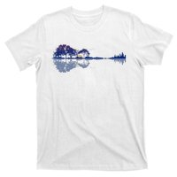 Guitar Lake Reflections In Blue Music Lovers Guitar T-Shirt