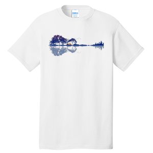 Guitar Lake Reflections In Blue Music Lovers Guitar Tall T-Shirt