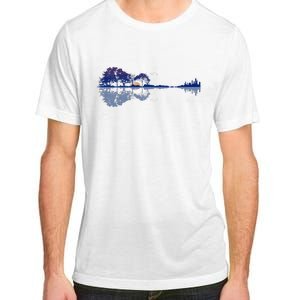 Guitar Lake Reflections In Blue Music Lovers Guitar Adult ChromaSoft Performance T-Shirt