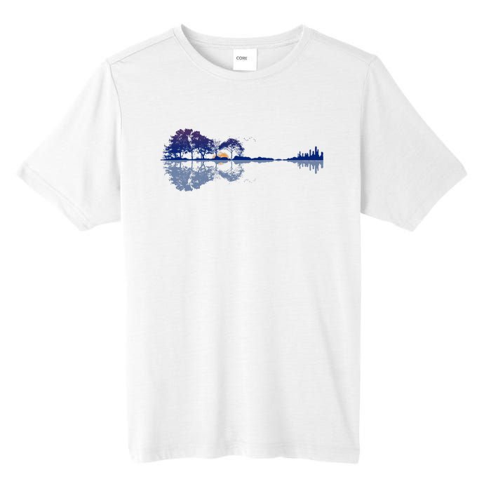 Guitar Lake Reflections In Blue Music Lovers Guitar Tall Fusion ChromaSoft Performance T-Shirt