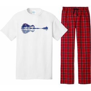 Guitar Lake Reflections In Blue Music Lovers Guitar Pajama Set