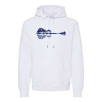 Guitar Lake Reflections In Blue Music Lovers Guitar Premium Hoodie