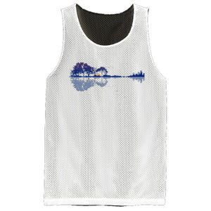 Guitar Lake Reflections In Blue Music Lovers Guitar Mesh Reversible Basketball Jersey Tank