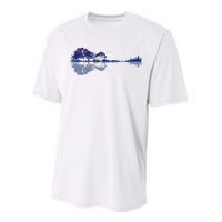 Guitar Lake Reflections In Blue Music Lovers Guitar Performance Sprint T-Shirt